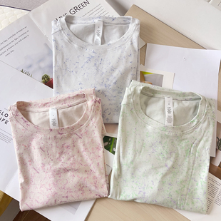 轧染宽松休闲运动短袖 短袖 健身训练运动T恤瑜伽服上衣 Yours All