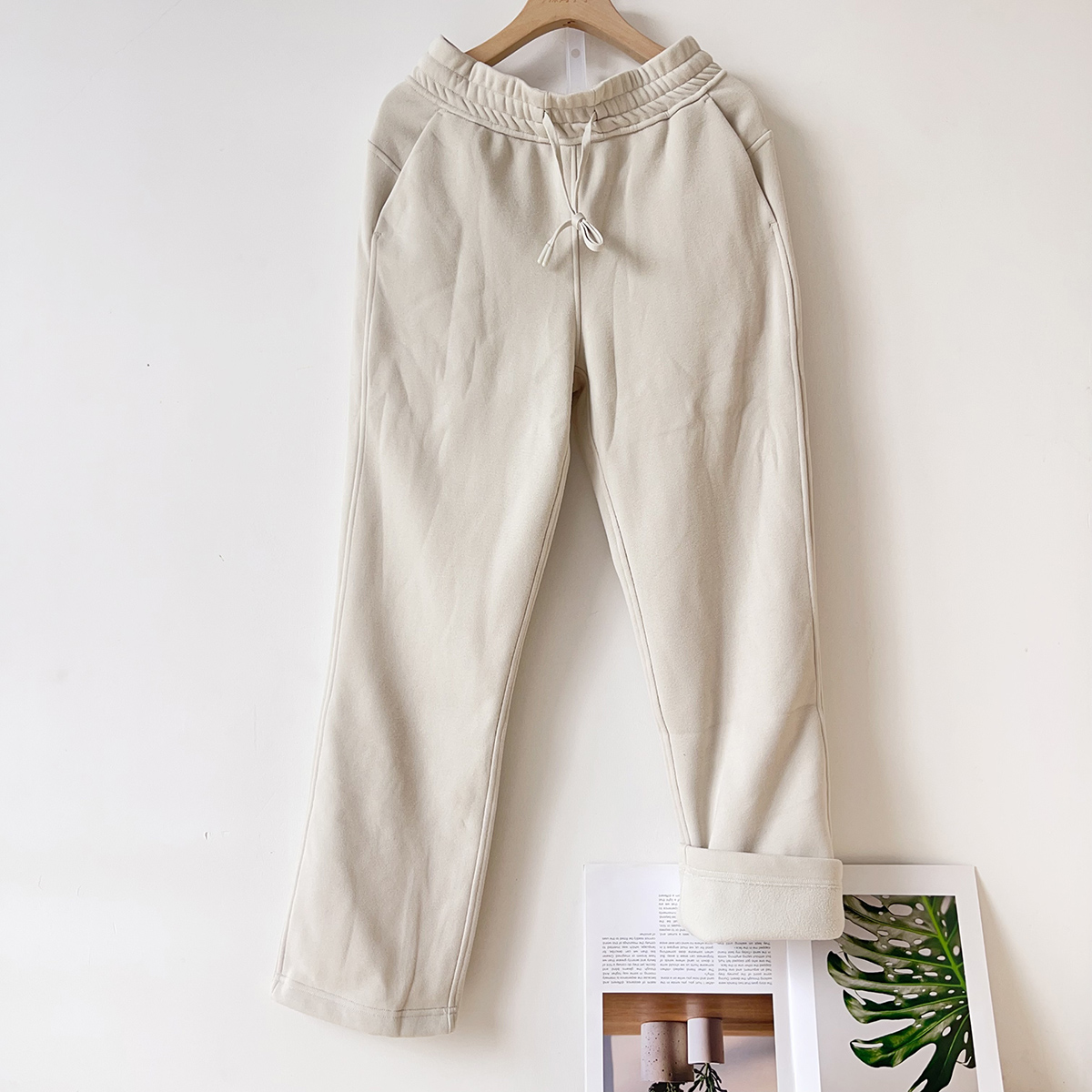 宽松直筒休闲裤女加绒保暖卫裤