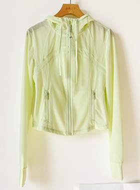 Define 女士短款网纱连帽夹克 透气速干瑜伽服修身显瘦运动外套