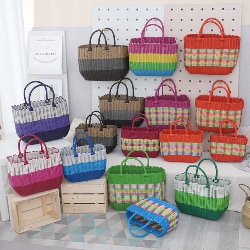 手工编织包休闲手提包大号家用购物袋菜篮子女大容量手提篮单水桶