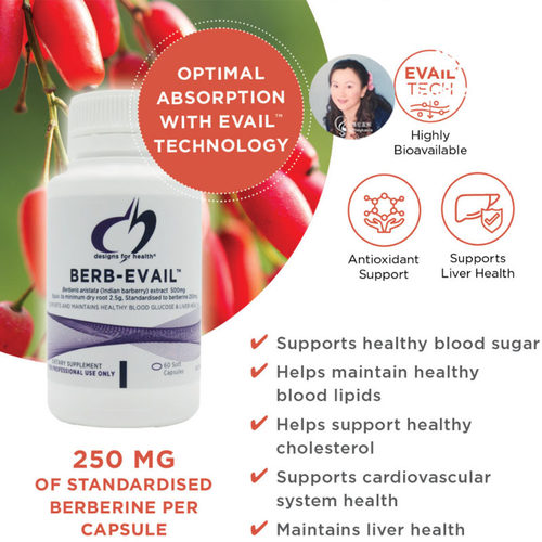 澳洲直邮DESIGNS FOR HEALTH Berb-Evail™专业血糖平衡胶囊60粒