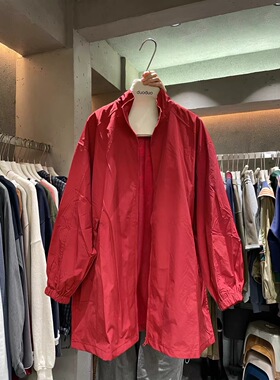 DUODUO正品早秋新款 很美的宽松慵懒红色风衣女
