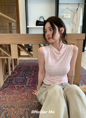 HOLDER ME正版夏季新款 很美的粉色蕾丝背心女