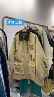 夹棉涂鸦字母工装 R13正版 很厚实 新款 外套女棉衣棉服女 冬季