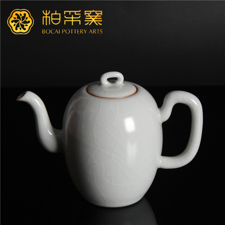 台湾汝窑美人肩白色泡茶壶