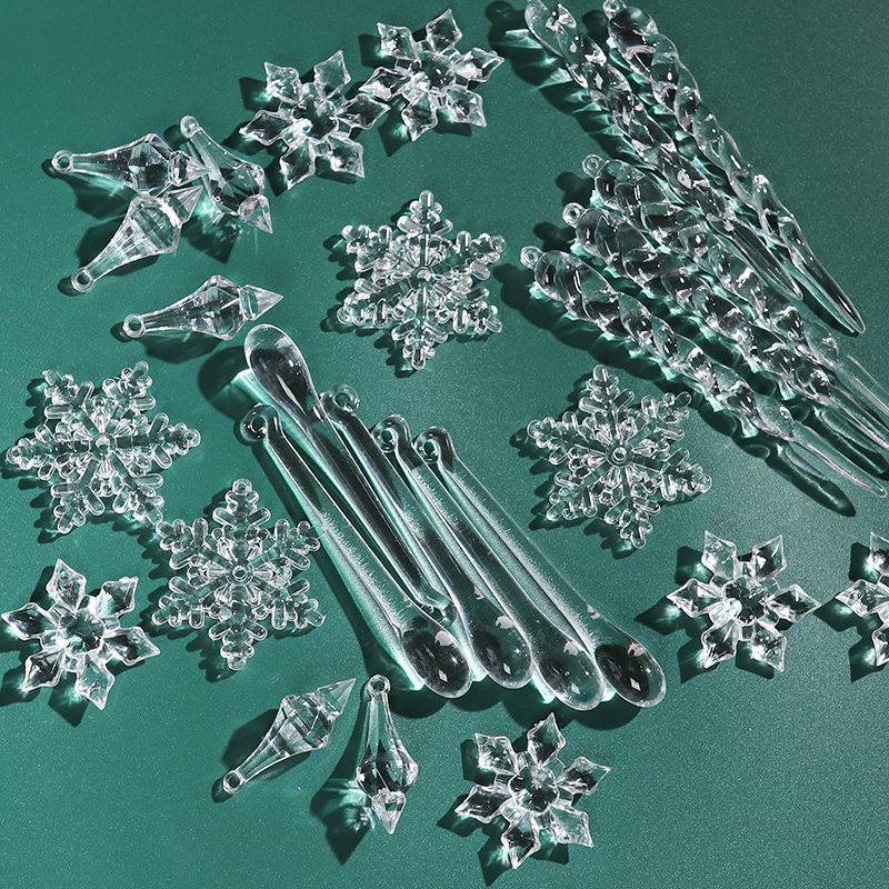 亚克力冰锥雪花挂饰套装透明挂件