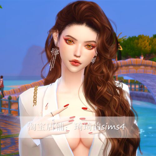 琦琦原创 模拟人生4人物mod|女175|含8套服装发型sims4捏脸游戏