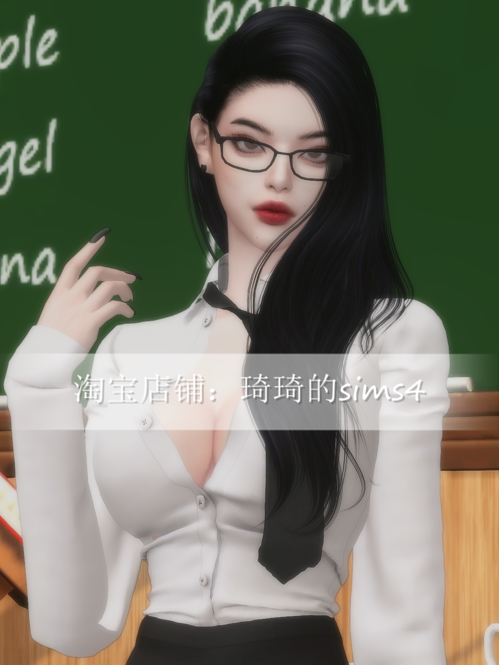 琦琦原创 模拟人生4人物mod|女319|含8套服装发型sims4捏脸游戏