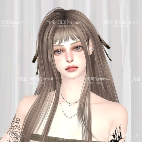琦琦原创 模拟人生4人物mod|女368|含8套服装发型sims4捏脸游戏