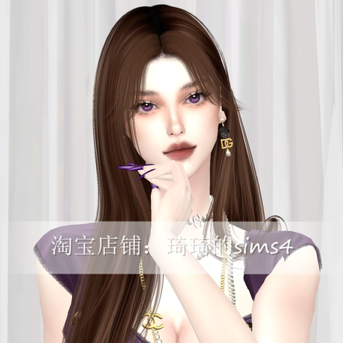 琦琦原创 模拟人生4人物mod|女375|紫啧|服装发型sims4捏脸游戏