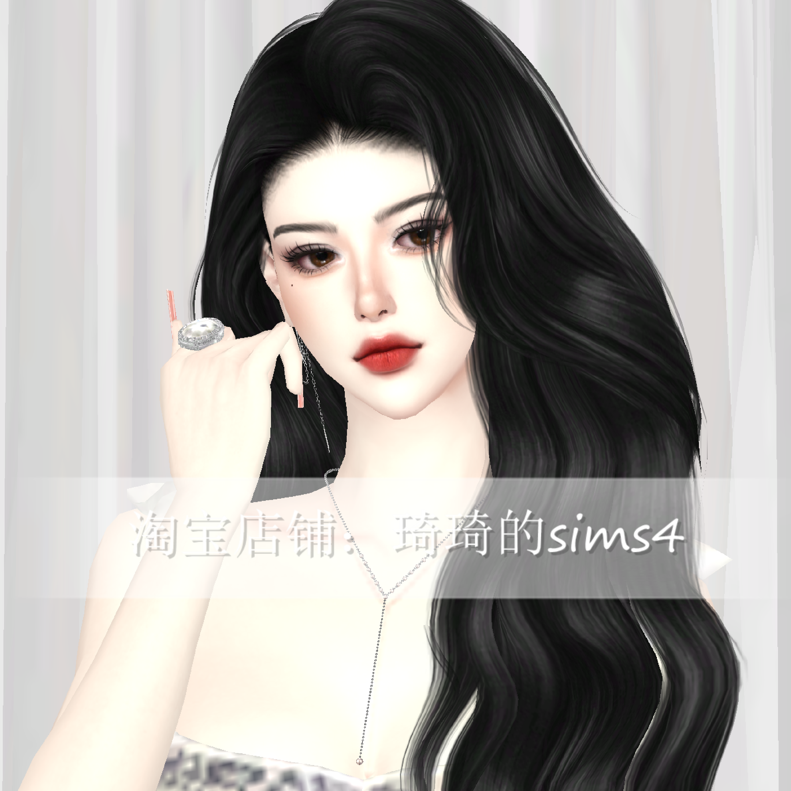 琦琦原创 模拟人生4人物mod|女364|含8套服装发型sims4捏脸游戏