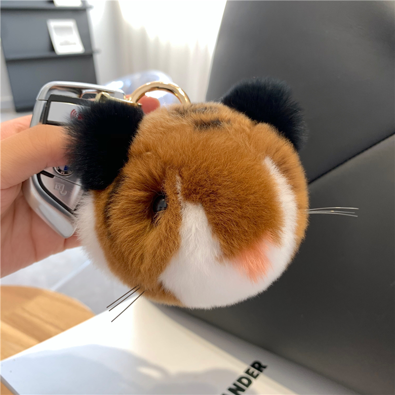 可爱真獭兔毛小老虎汽车钥匙扣