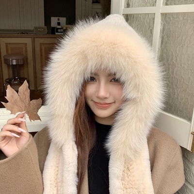风雪帽室外简约女东季兔毛