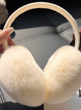 可爱真獭兔毛耳罩女冬季百搭保暖毛绒耳包骑车防风耳暖耳捂可伸缩