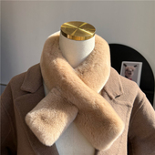 真獭兔毛围脖韩国可爱百搭双面毛绒保暖纯色少女毛毛围巾秋冬新款