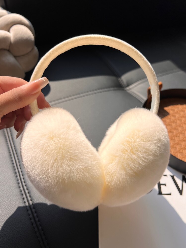 겨울철 여성을 위한 귀여운 진짜 렉스 토끼 모피 귀마개 사이클링을 위한 다용도의 따뜻한 플러시 이어백 방풍 귀마개 개폐식 귀마개