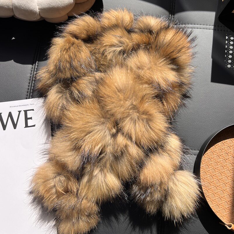 真貉子毛围巾女秋冬高级感保暖加厚护颈双面交叉皮草围脖毛绒披肩