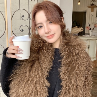 韩国品质滩羊毛围巾双面整皮长款皮草围巾皮草毛领子皮草围脖加厚