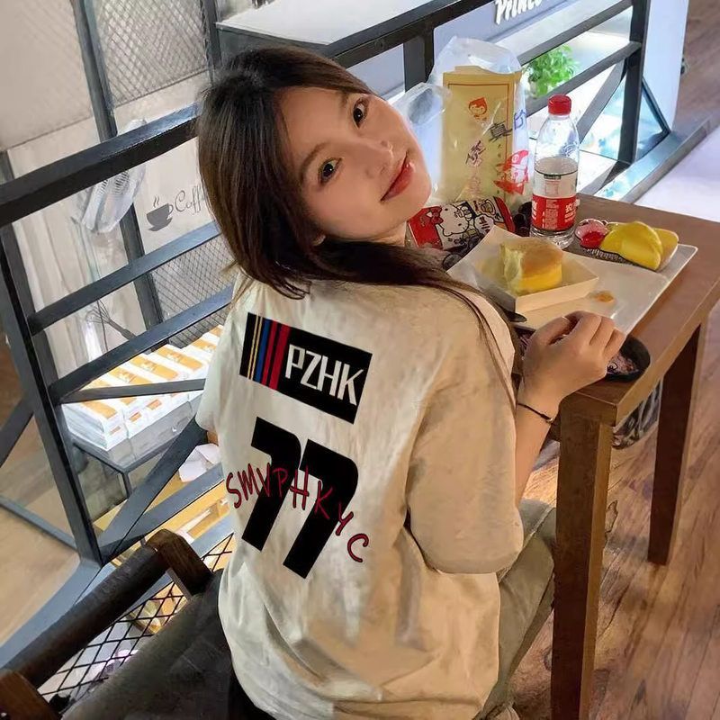 胖mm美式高街潮牌大码短袖T恤女2024夏季宽松设计感小众正肩上衣