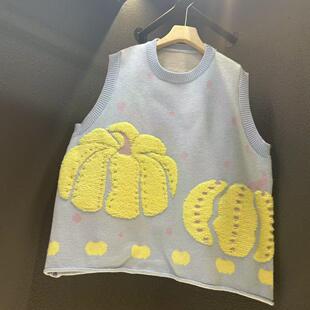 80斤 2025年新款 衣长63CM 背心女 160斤 复古针织毛衣大码