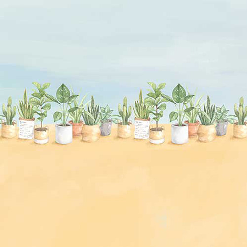 田园风植物花卉腰线无缝卧室壁布
