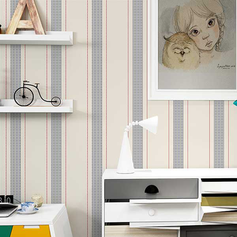 美式英伦蓝白红色竖条纹壁布客厅卧室书房背景墙数码打印高清墙布属于什么档次？