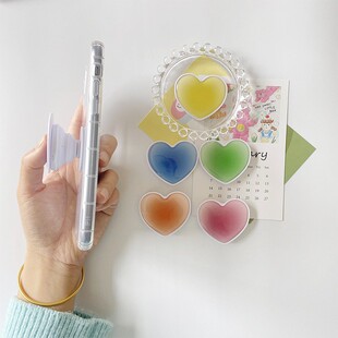 ins风网红爱心手机支架糖果色可收缩便携式小巧手机壳配件配套外