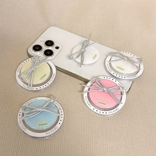 ins风蝴蝶结银箔爱心手机气囊支架可伸缩黏贴式桌面支架看追剧