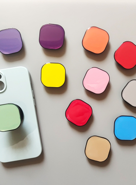 韩风ins创意纯色方形滴胶懒人桌面伸缩手机气囊支架礼品定制LOGO