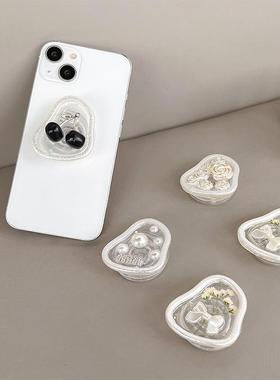 亚克力黏贴支架insDIY气囊可旋转手机支架清新樱桃花朵支撑架伸缩