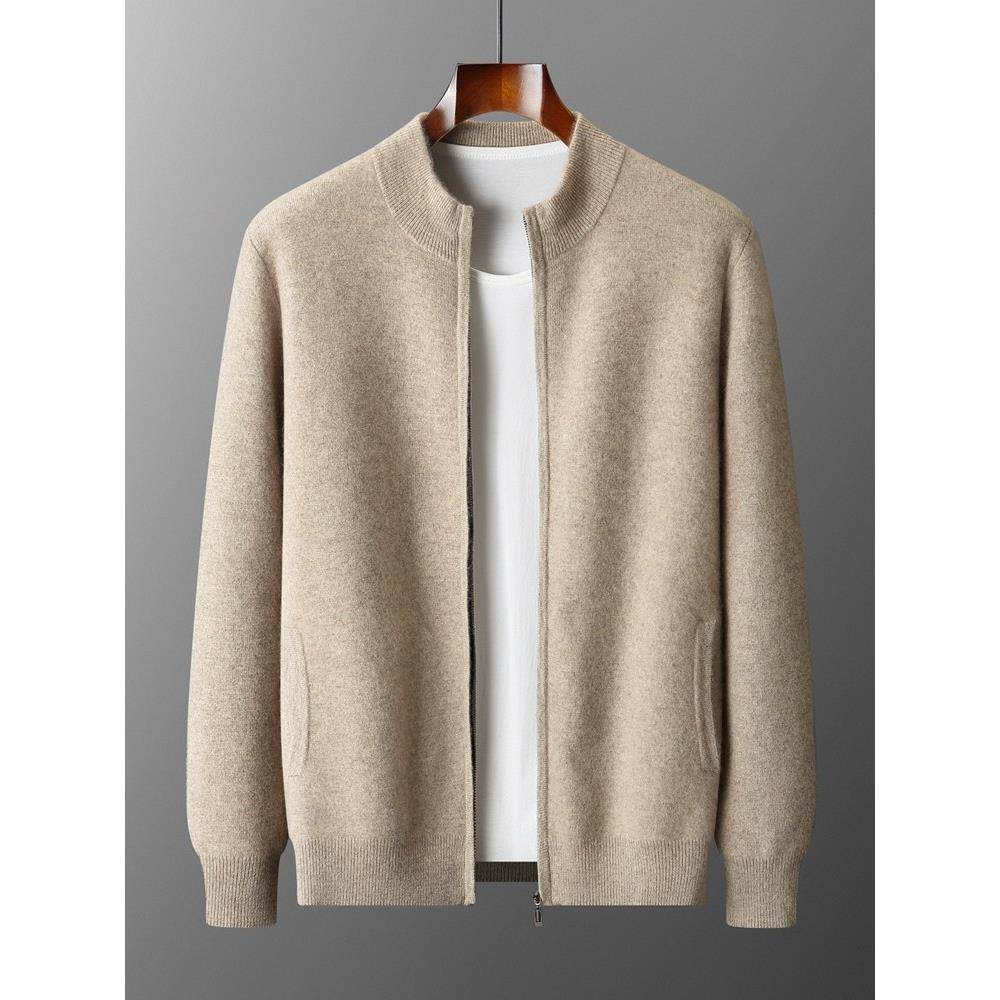 秋冬新款纯山羊绒半高领拉链开衫男士加厚针织外套毛衣休闲上衣,男装,羊绒套衫,淘宝优惠券,粉丝福利购,淘宝优惠卷