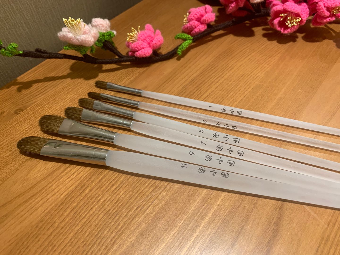 涂小图石头画专用狼毫排笔一套六支