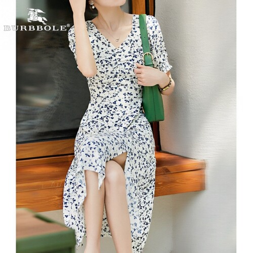 BURBBOLE/巴博利桑蚕碎花茶歇裙