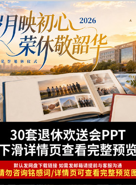 2026退休欢送会动态PPT模板单位员工教师退休祝福感言纪念相册ppt