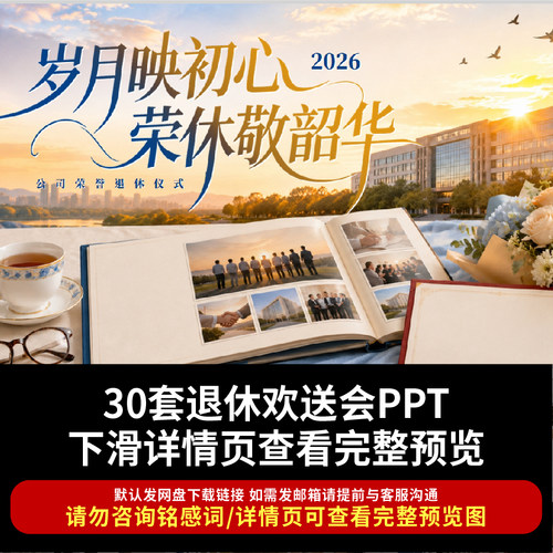 2026退休欢送会动态PPT模板单位员工教师退休祝福感言纪念相册ppt