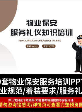 物业保洁保安安保人员培训PPT职业规范着装要求服务礼仪岗位职责