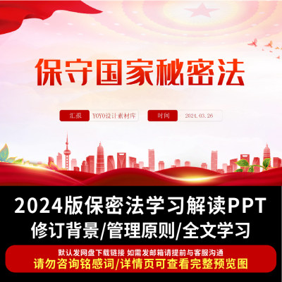 2024版保密法解读学习PPT成品课件修订背景管理原则全文学习