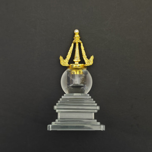 12.5厘米水晶舍利塔菩提塔佛塔金属塔尖螺旋口家居摆件