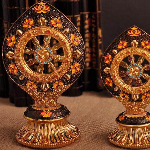 티베트 절묘한 에나멜 공예 대형 파룬 장식품 종종 회전 페인트 파룬 파룬 보물 장식품 무료 배송