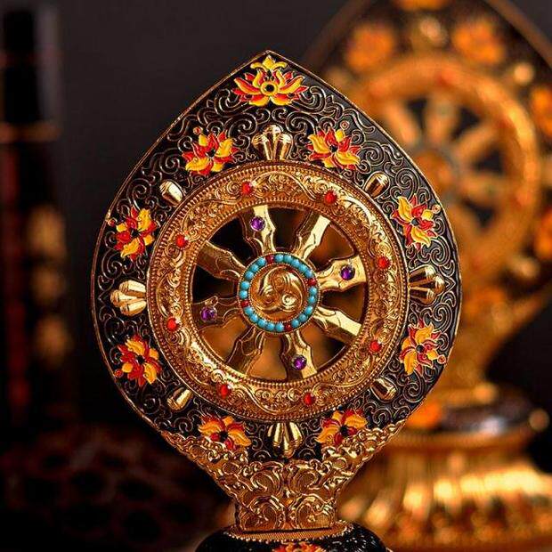티베트 절묘한 에나멜 공예 대형 파룬 장식품 종종 회전 페인트 파룬 파룬 보물 장식품 무료 배송