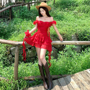 云南大理旅游度假裙子显白红色连衣裙俏皮减龄小个子吊带裙子短裙