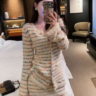 芝士 温柔富家千金感穿搭巨好看慵懒松弛感小香风针织连衣裙套装