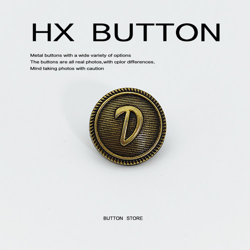 布客金属纽扣古铜色字母大衣西装