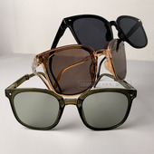 复古雾绿茶色墨镜时尚 可折叠太阳镜 小众大框镜显瘦 送眼镜盒