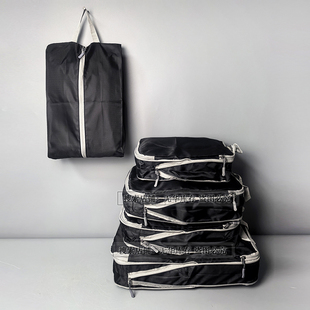 时尚 压缩包 拼色防水尼龙布收纳包衣物整理袋五件套 出口好货