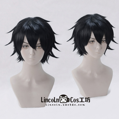 lincoln山田一郎黑色反翘cos假发