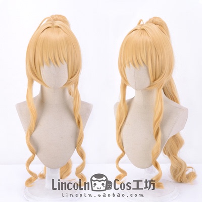 LINCOLN 神风怪盗贞德 日下部栗 cosplay假发 黄色 卷发虎夹马尾