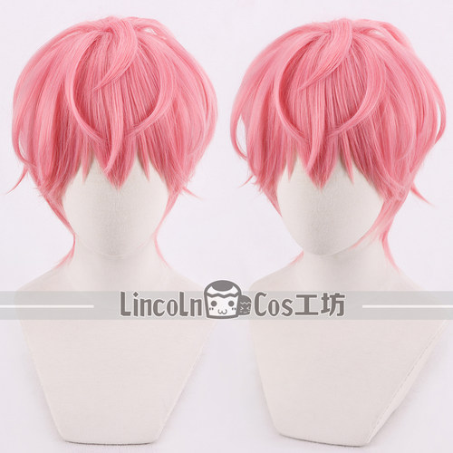 LINCOLN 虚拟偶像组合PLAVE 蔡丰玖COS假发 打毛顶 32CM粉色短发