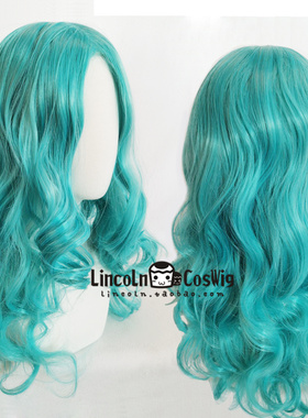 LINCOLN 美少女战士 海王满 葱绿色 角色中分卷发 COS假发