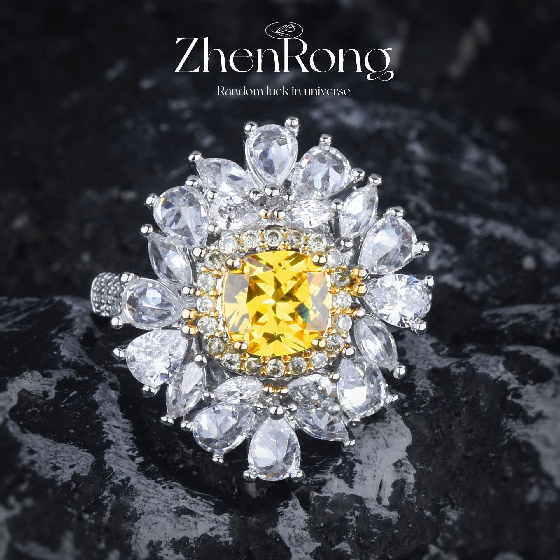 ins高级复古彩宝阿盖尔粉钻戒指